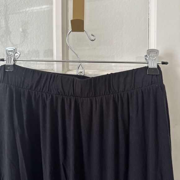 Midi Black Faux Wrap Skirt Womens Medium Stretch Pull On Elastic Waist - Picture 5 of 10